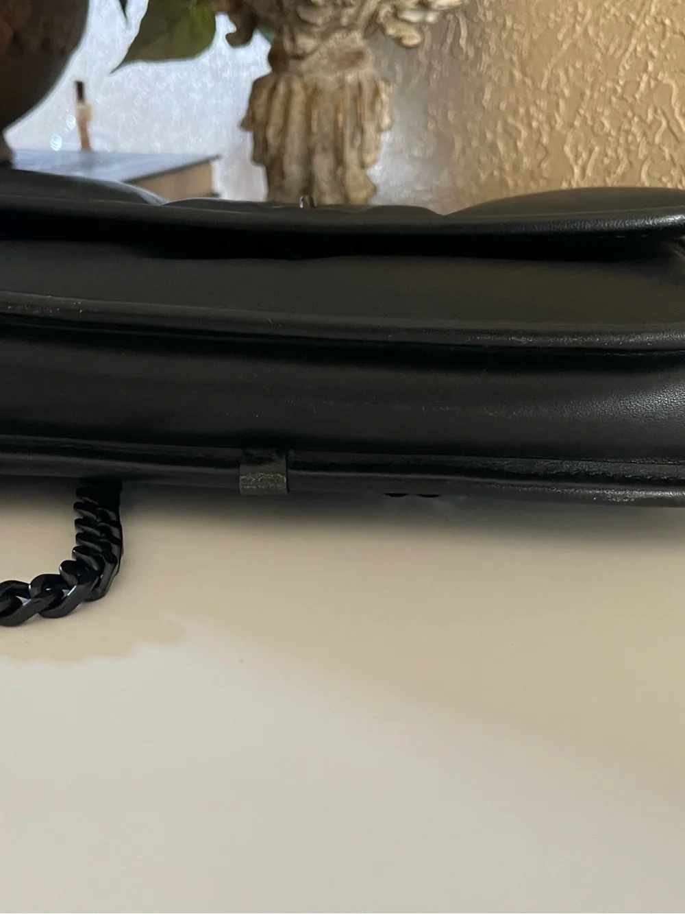 Coach Black Leather Crossbody Bag with Chain Strap